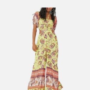 Free People Yellow and Red Bohemian Jumpsuit